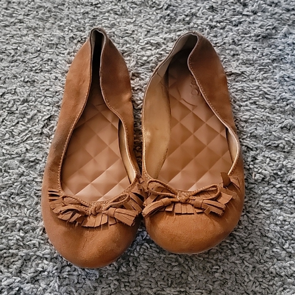 Suede Brown Cushioned Mudd Flats, Size 9.5